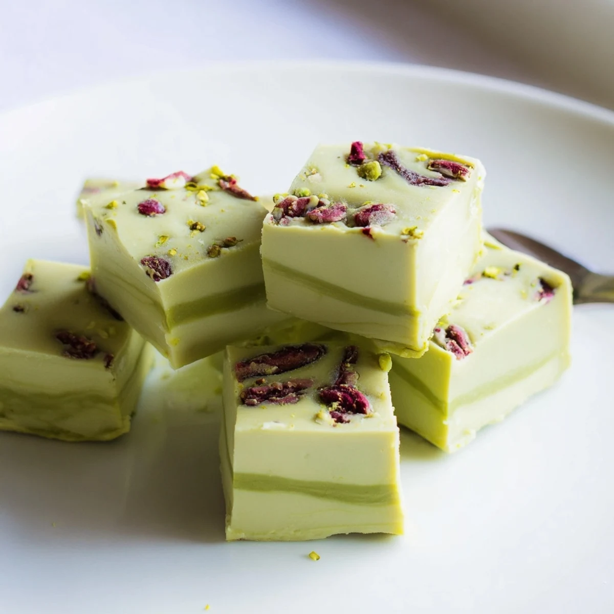 Vibrant green matcha white chocolate fudge, perfect for festive dessert tables this season.