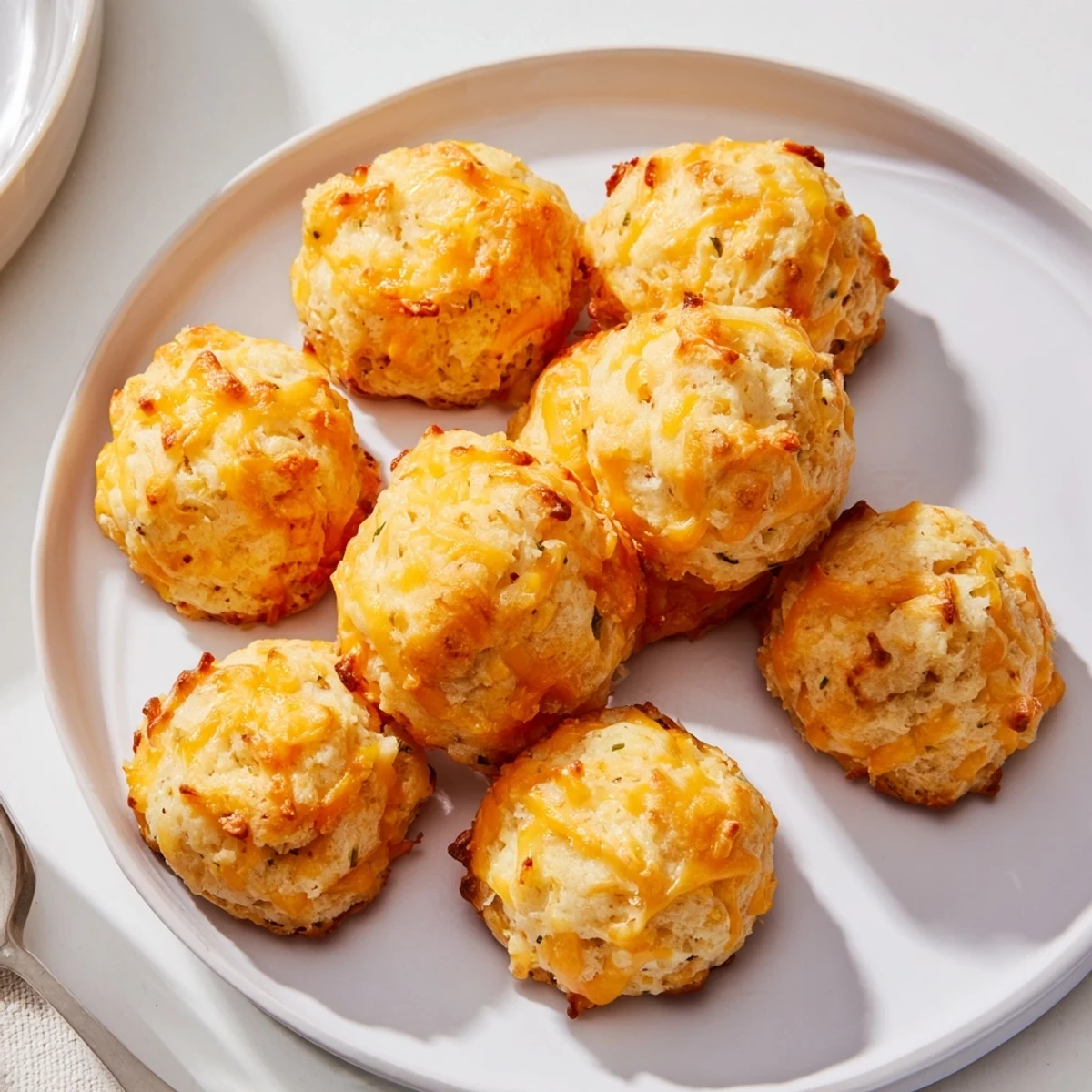 Delicious Cheesy Jalapeño Sweet Tea Biscuit Balls fresh from the oven, glowing golden.