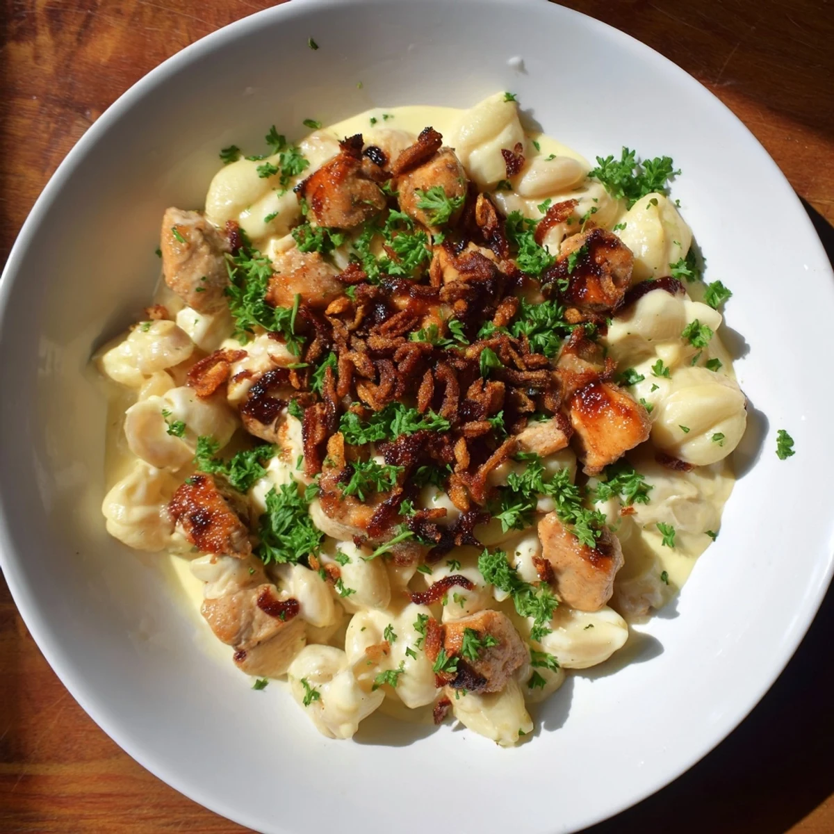 Get a glimpse of this luscious One-Pot Honey BBQ Chicken Mac and Cheese, bubbling and ready to serve.