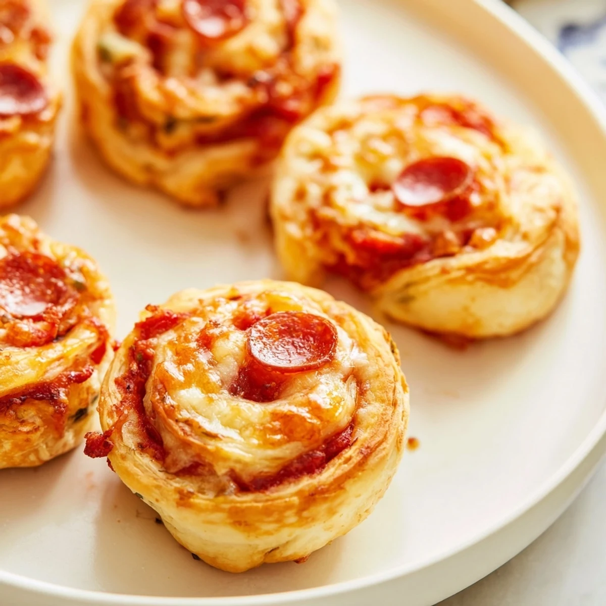 Enjoy a plate of tempting Mini Pepperoni Pizza Pinwheels, ideal as a quick and easy Italian-American snack.