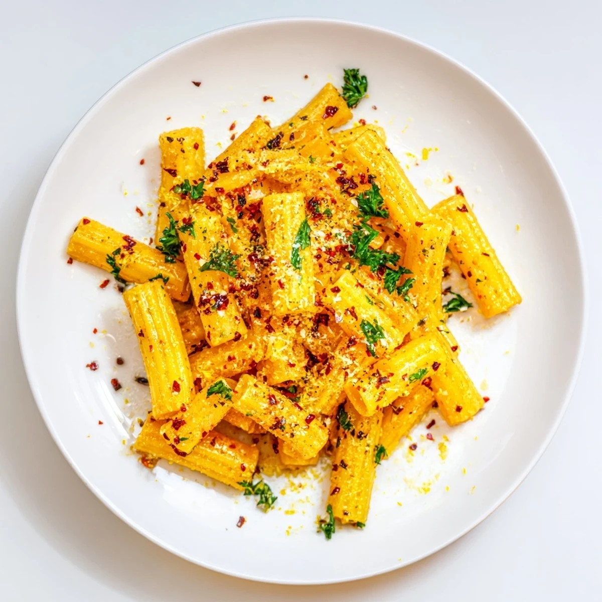 A close-up view of freshly baked Spicy Lemon-Parmesan Pasta Chips, featuring zesty, cheesy details.