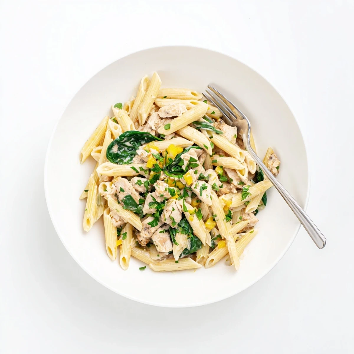 This festive One-Pot Creamy Spinach & Turkey Christmas Pasta features tender turkey and fresh greens.