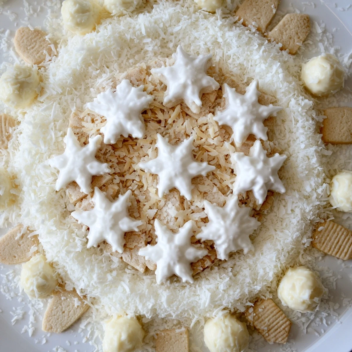 A beautiful Snowflake Dessert Board, a festive array of sweet treats perfect for holiday entertaining.