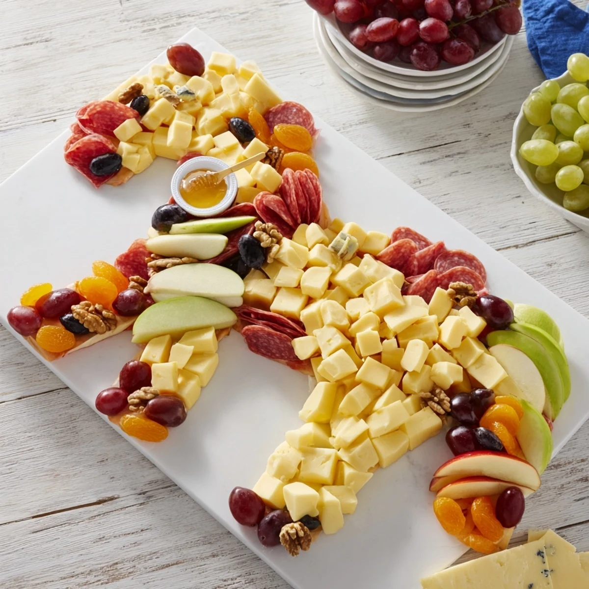 Delicious horse-shaped grazing board overflowing with cheeses, meats, and colorful fruits, perfect for entertaining.