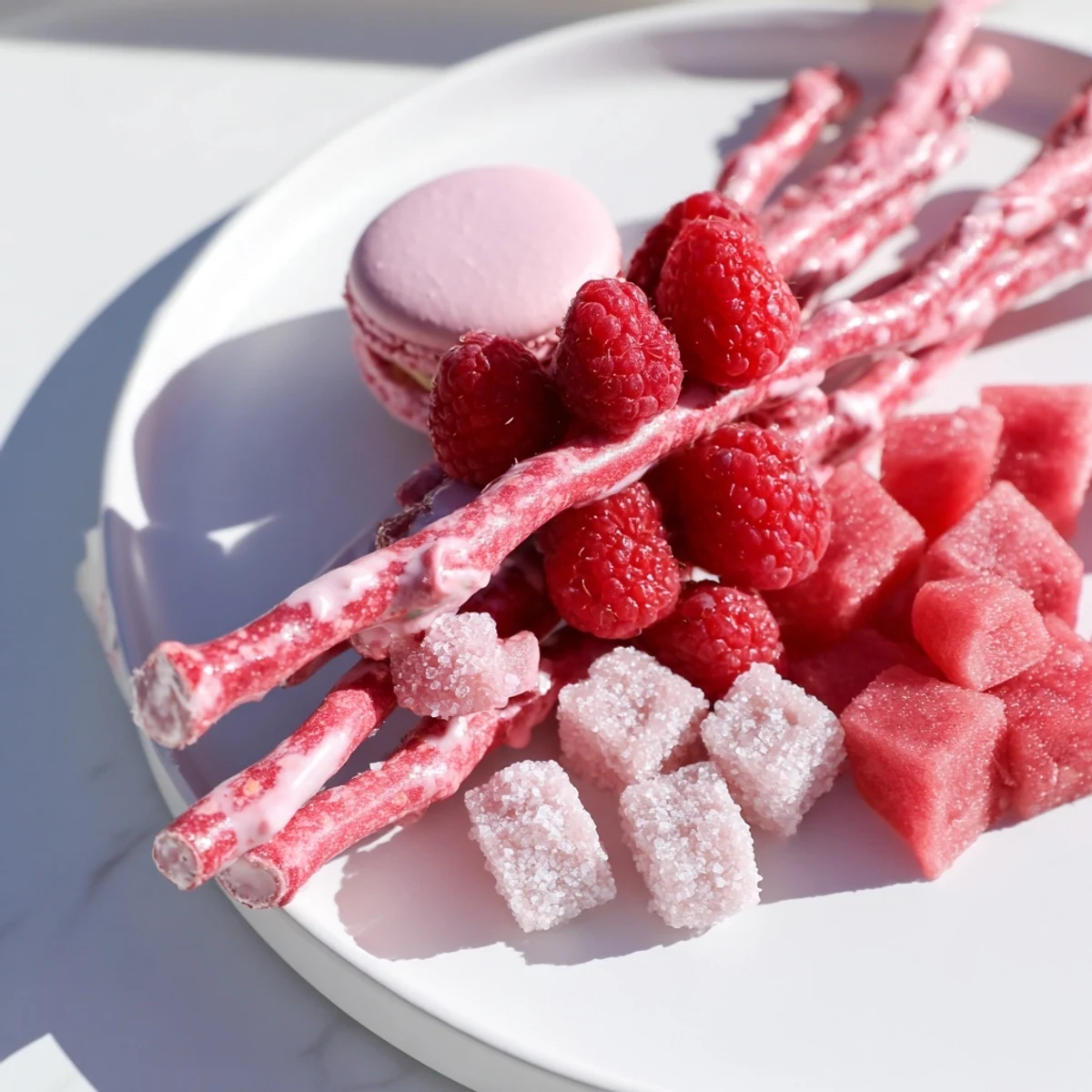 Vibrant Baby Reveal snack board overflowing with pink and blue treats alongside savory bites.