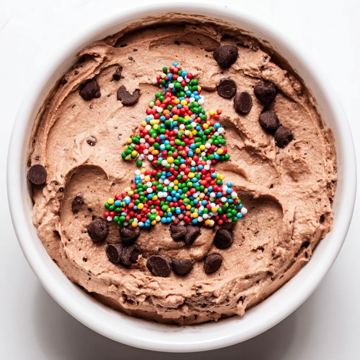 Enjoy gooey Festive Tree Brownie Dip, served with pretzels, creating a sweet and salty holiday treat.