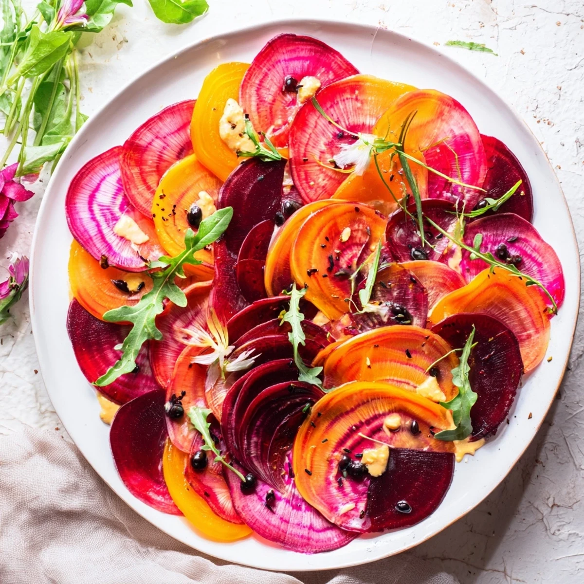 Dramatic The Shadow Play: a vegetarian dish showcasing dark, artful silhouettes with tasty ingredients.