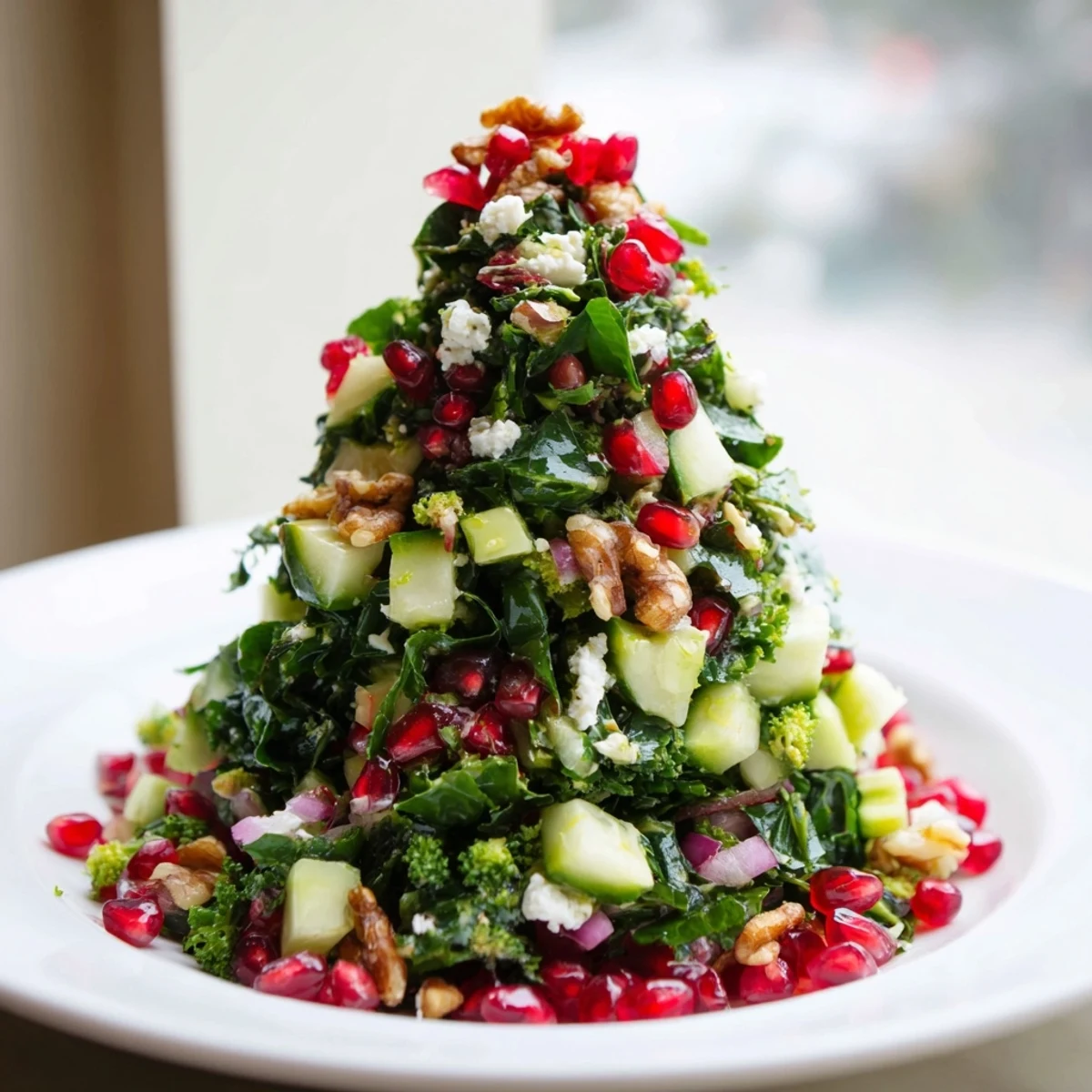 Enjoy the fresh, crunchy textures of this Chopped Christmas Tree Salad: a healthy, holiday-ready vegetarian meal.