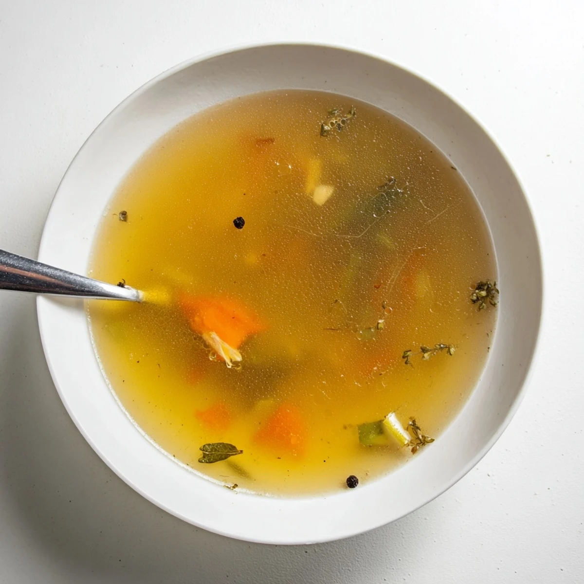 A steaming pot of homemade Vegetable Broth From Scraps, made with onion skins, carrot peels, and fresh parsley.  