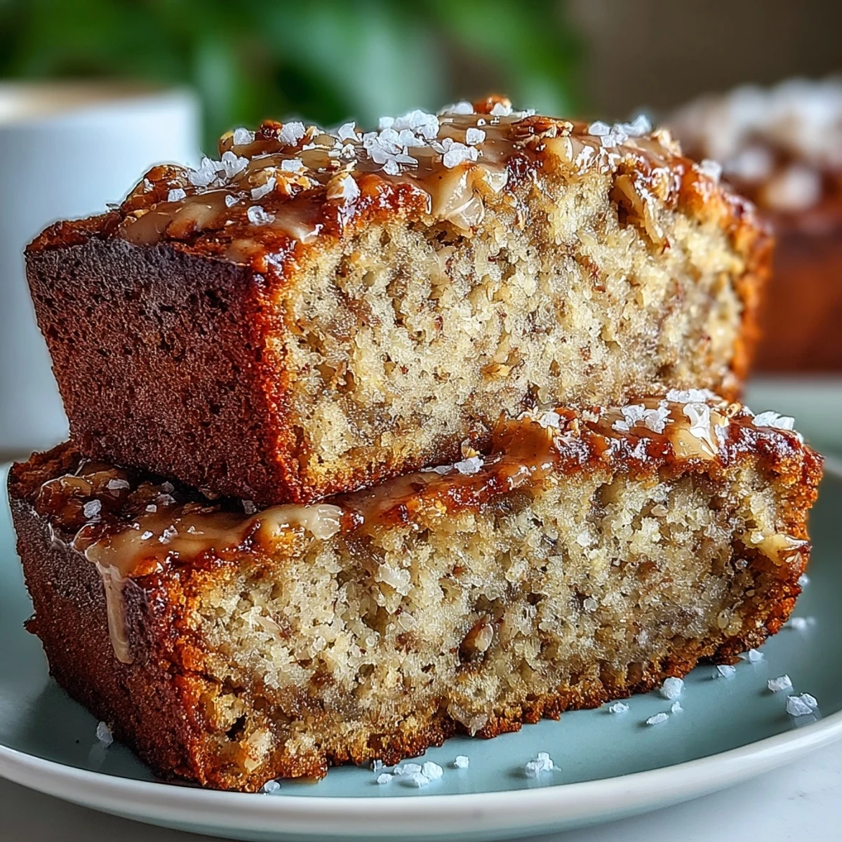 Frosted slices of Vegan Cardamom Guava Banana Bread, featuring a moist crumb with guava pulp and toasted nuts on a rustic board.