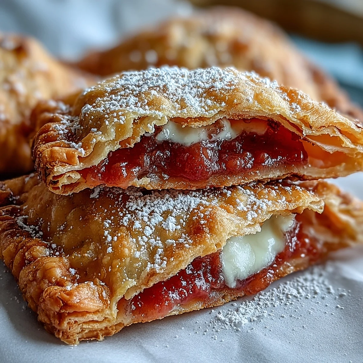 Freshly baked Guava and Cheese Empanadas served warm with sweet guava paste and cream cheese.