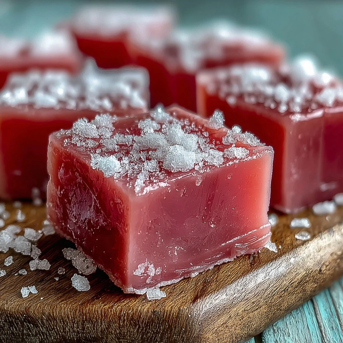 Glossy, jewel-toned Guava Cheese squares dusted with sugar, perfect with a cup of chai.