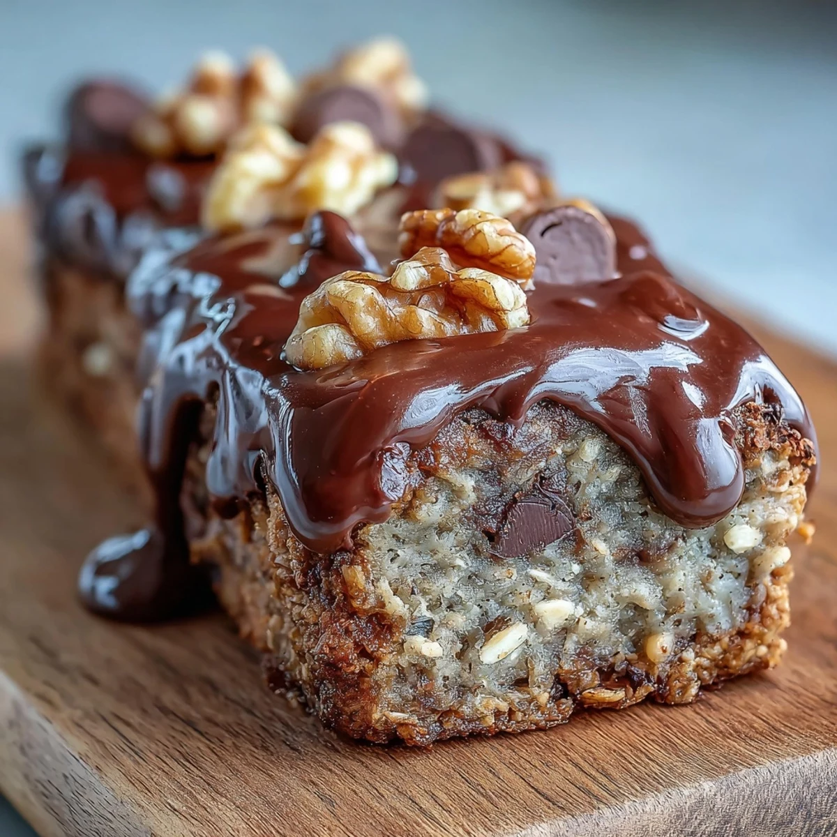 Warm Chunky Monkey Protein Baked Oat Bars cooled on parchment, ready for meal prep breakfasts.