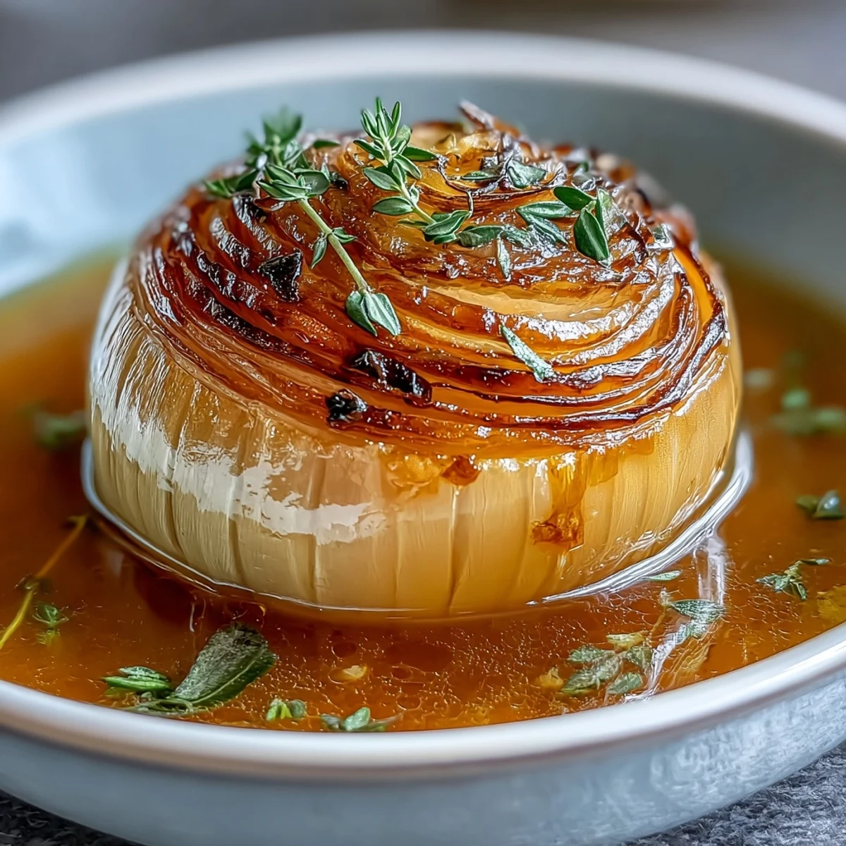 Fragrant onion boil ASMR served hot, featuring soft onions and savory broth perfect for immersive, textural eating.