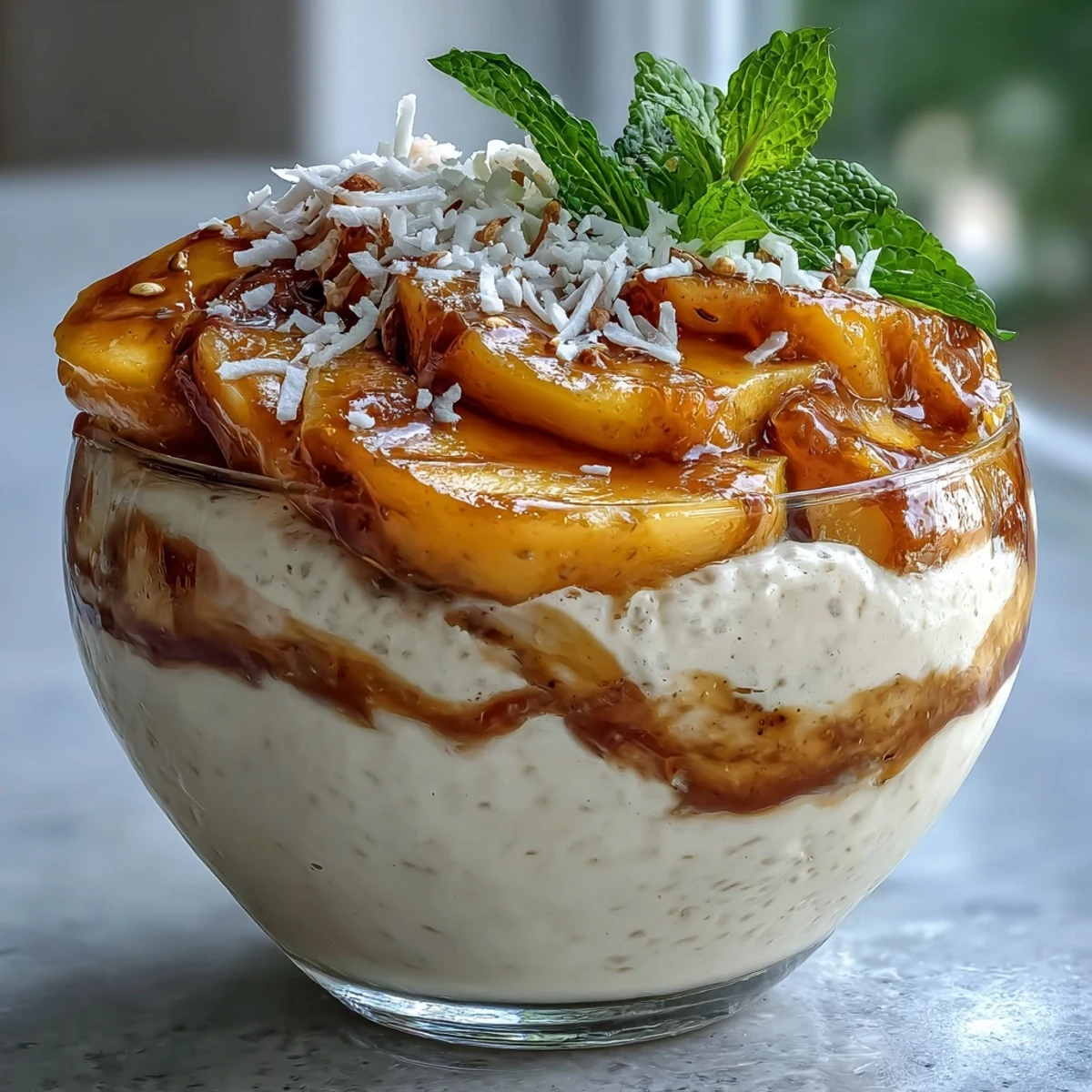 Refreshing vegan breakfast cups with silky chia pudding and vibrant mango layer, perfect for a healthy start to your day.