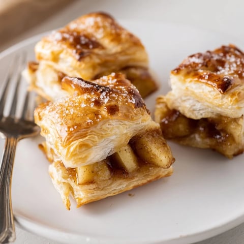 Buttery caramel apple puff pastry bites, perfectly baked and golden brown.  
