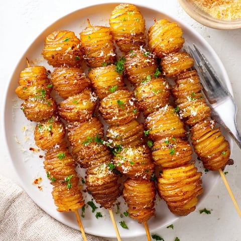 Crispy air-fryer tornado potatoes skewered, seasoned, and served as a delicious snack.  