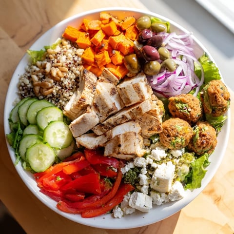 A colorful build-your-own board meal featuring grilled proteins and fresh veggies.  