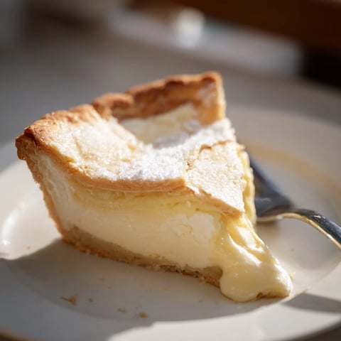 Deliciously golden crust cradles creamy Water Pie, a nostalgic dessert experience.  