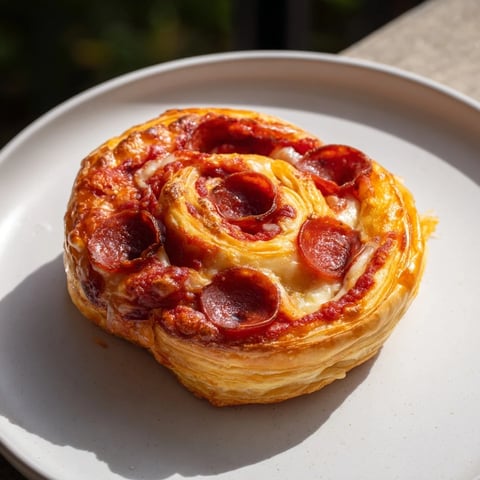 Golden, baked Mini Pepperoni Pizza Pinwheels bursting with savory pepperoni and melted mozzarella cheese.
