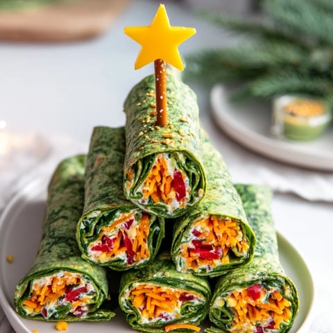 Air Fryer Christmas Tree Veggie Tortilla Wraps: golden, crispy, holiday appetizers with colorful veggies and a creamy filling.