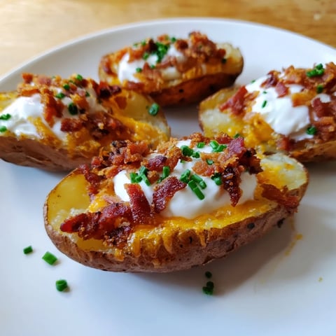 Loaded baked potato skins, oozing with melted cheddar, are a classic American appetizer.