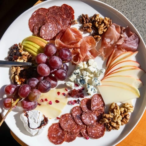 A close-up of a stunning Majestic Venison Charcuterie Platter, loaded with flavors perfect for entertaining.