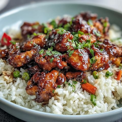 Golden-brown honey BBQ chicken thighs simmer with fluffy rice and mixed veggies in a single skillet for One-Pan Bold Honey BBQ Chicken Rice.