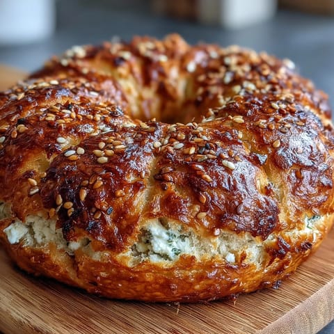 High-protein cottage cheese bagels baked golden brown with everything bagel seasoning for a savory, chewy breakfast treat.