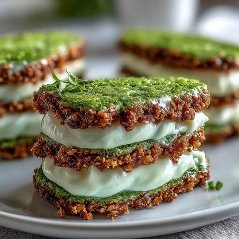 Festive green sugar cookies filled with creamy vanilla frosting and sparkling sugar sprinkles.