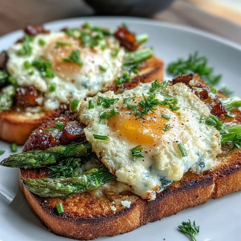 Asparagus and Egg Tartines: vibrant open-faced sandwiches with creamy eggs, tender asparagus, and fresh chives on rustic bread.