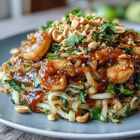 Colorful Cabbage Pad Thai with shredded cabbage, crisp vegetables, and a savory-sweet sauce, topped with peanuts and fresh cilantro.  