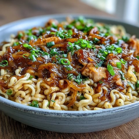 Spicy Korean Buldak noodles meet rich French onion soup in this cheesy dish.
