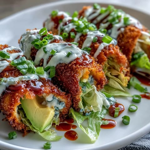 Golden Crispy Cabbage Buffalo Wraps loaded with colorful veggies and creamy ranch dressing.