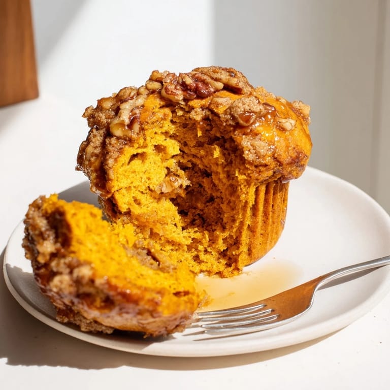 Deliciously tender pumpkin muffins drizzled with maple syrup for an irresistible treat.