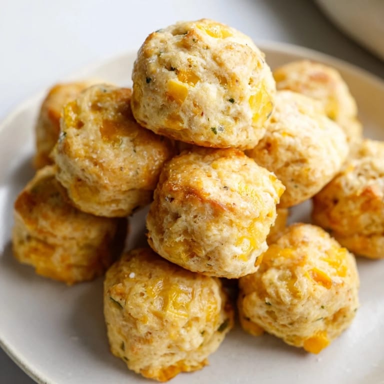 Savory Cheesy Jalapeño Sweet Tea Biscuit Balls topped with butter and sea salt.