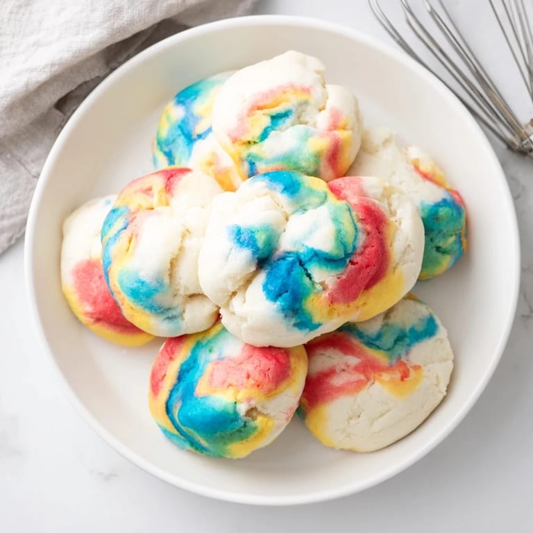 Whimsical rainbow cloud bread, deliciously fluffy, great for breakfast or dessert fun.