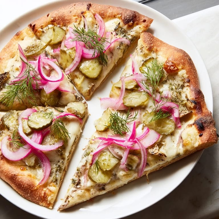 Satisfy your cravings with this adventurous Pickle Pizza, bursting with bold tastes.