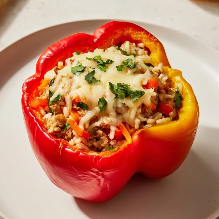 Hearty Stuffed Peppers, filled with turkey and rice, offer a visually appealing and delicious, comforting meal.