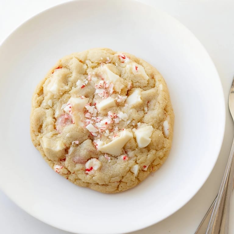 Warm, freshly baked White Chocolate Peppermint Bark Cookies, boasting melting white chocolate and colorful candy.