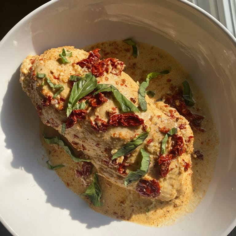 A close-up view of flavorful Marry Me Chicken Thigh Express, a simple and delicious American entree.