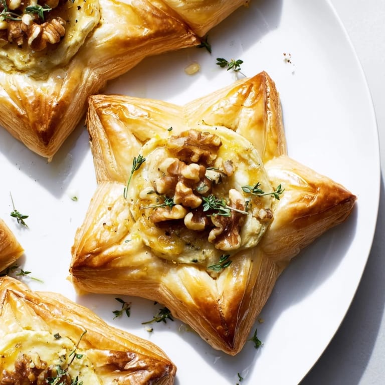 A gorgeous arrangement of Starry Night New Years Appetizers features tiny stars and beautiful, savory bites.
