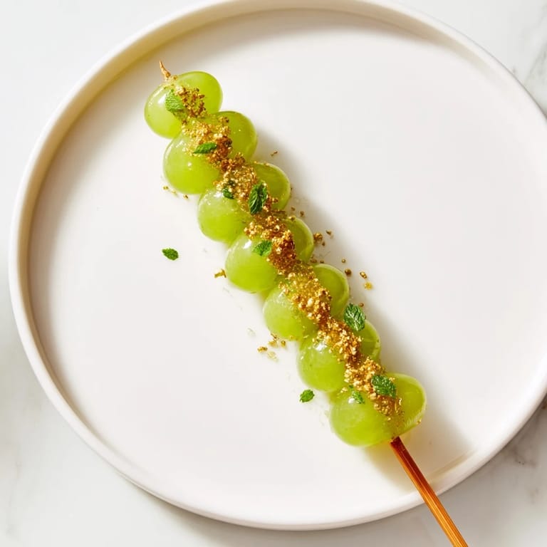 A close-up view presents fresh grapes of luck skewers, perfect for a New Year's treat.