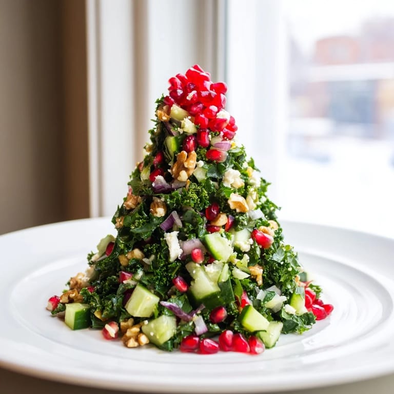 This festive plate of Chopped Christmas Tree Salad features vibrant greens and a light, zesty dressing.