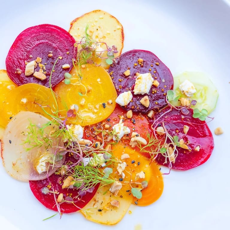 Experience the artful presentation of this Kinetic Motion Blur, a stunning modern appetizer on a platter.