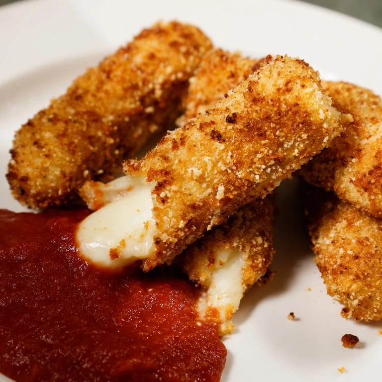 Melted cheese pull from perfectly cooked air fryer mozzarella sticks, a satisfying snack everyone loves.