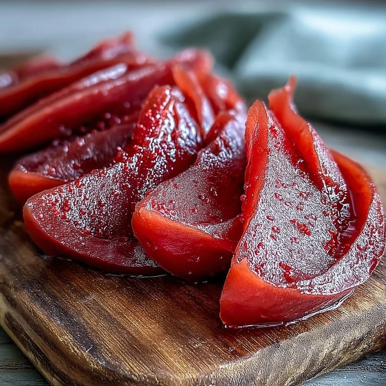 Smooth, thick guava paste being spooned from a pot onto a spatula for tasting.