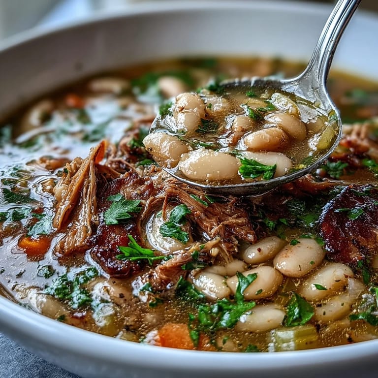 Rich and creamy White Bean and Ham Hock Soup, featuring slow-simmered beans, smoky ham, and fragrant herbs in every spoonful.