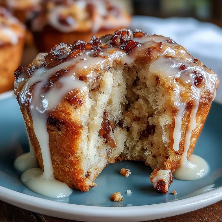 Golden muffins dotted with poppy seeds and topped with a tangy lemon glaze, served fresh from the oven.