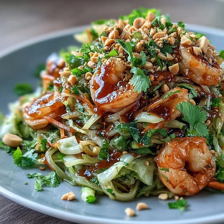 Low-carb Cabbage Pad Thai featuring crunchy cabbage noodles, vibrant peppers, and a tangy lime-peanut sauce for a fresh, satisfying meal.  